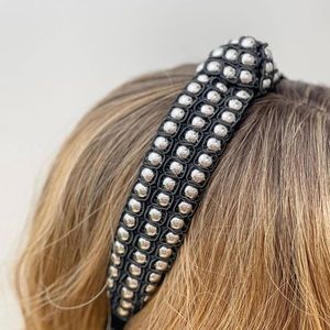 Black and Silver Studded Top Knot Headband